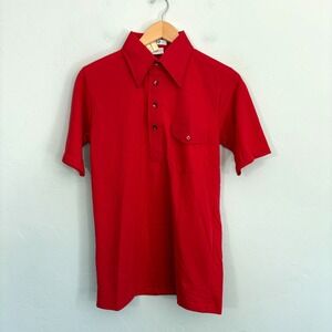 Mervyns Vintage Polo Shirt Men Size Medium Red Short Sleeve New Deadstock